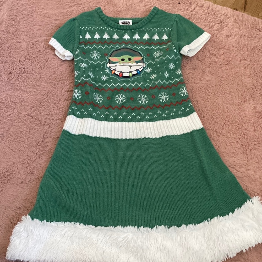 Baby yoda holiday sweater dress size 6